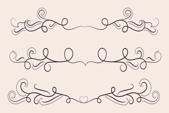 Curly Flourishes Line Swirl Ornaments Graphics