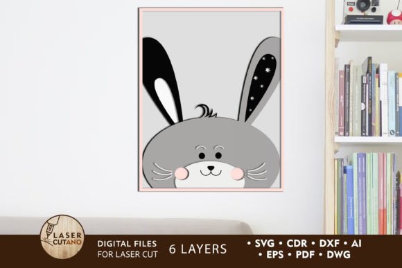 Kids Rabbit Wall Decor for Laser Cutting & Crafts