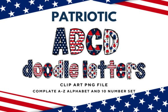 Patriotic USA Doodle Letters: Graphics & Illustrations