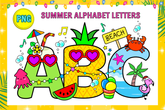 Summer Alphabet Letters Sublimation for Crafts & Graphics